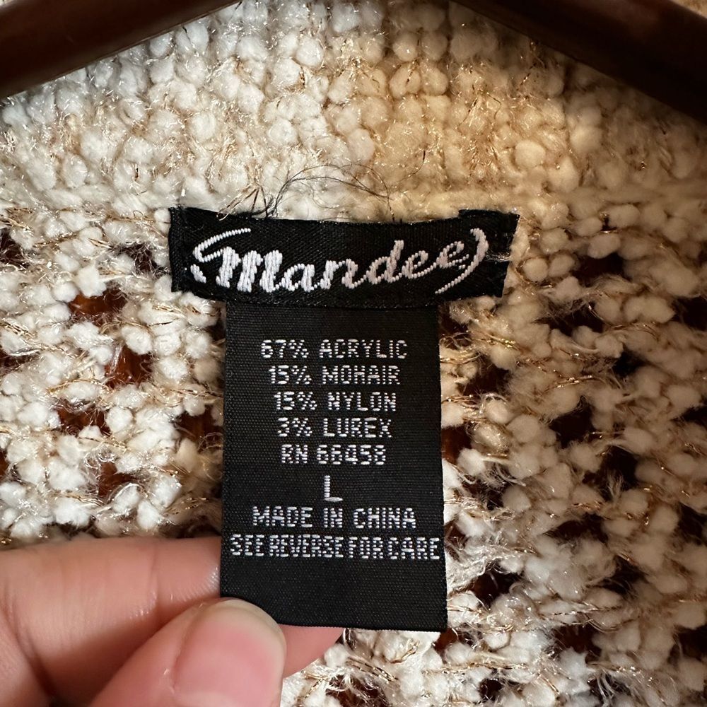 Mandee Cream Ruffled Open Front Cardigan Large - Picture 2 of 5